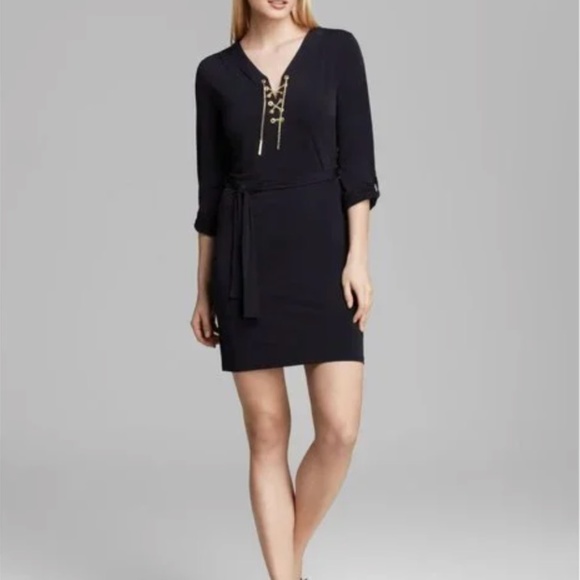 Michael Kors Black Dress with Gold Chain Accents and a Belt - Picture 4 of 4